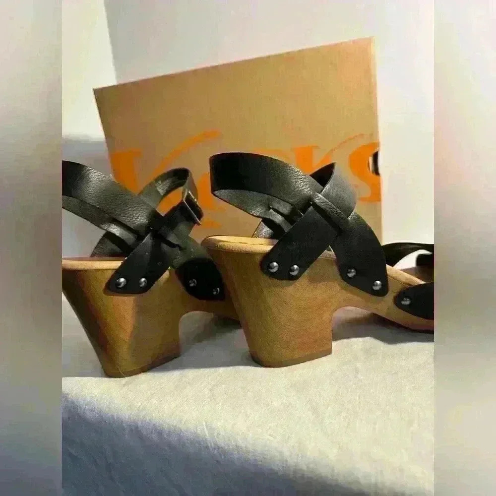 Black Leather Sandals by Korks Size 11 - Picture 7 of 10